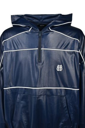 PIPING COATING HALF ZIP HOODIE / NVY