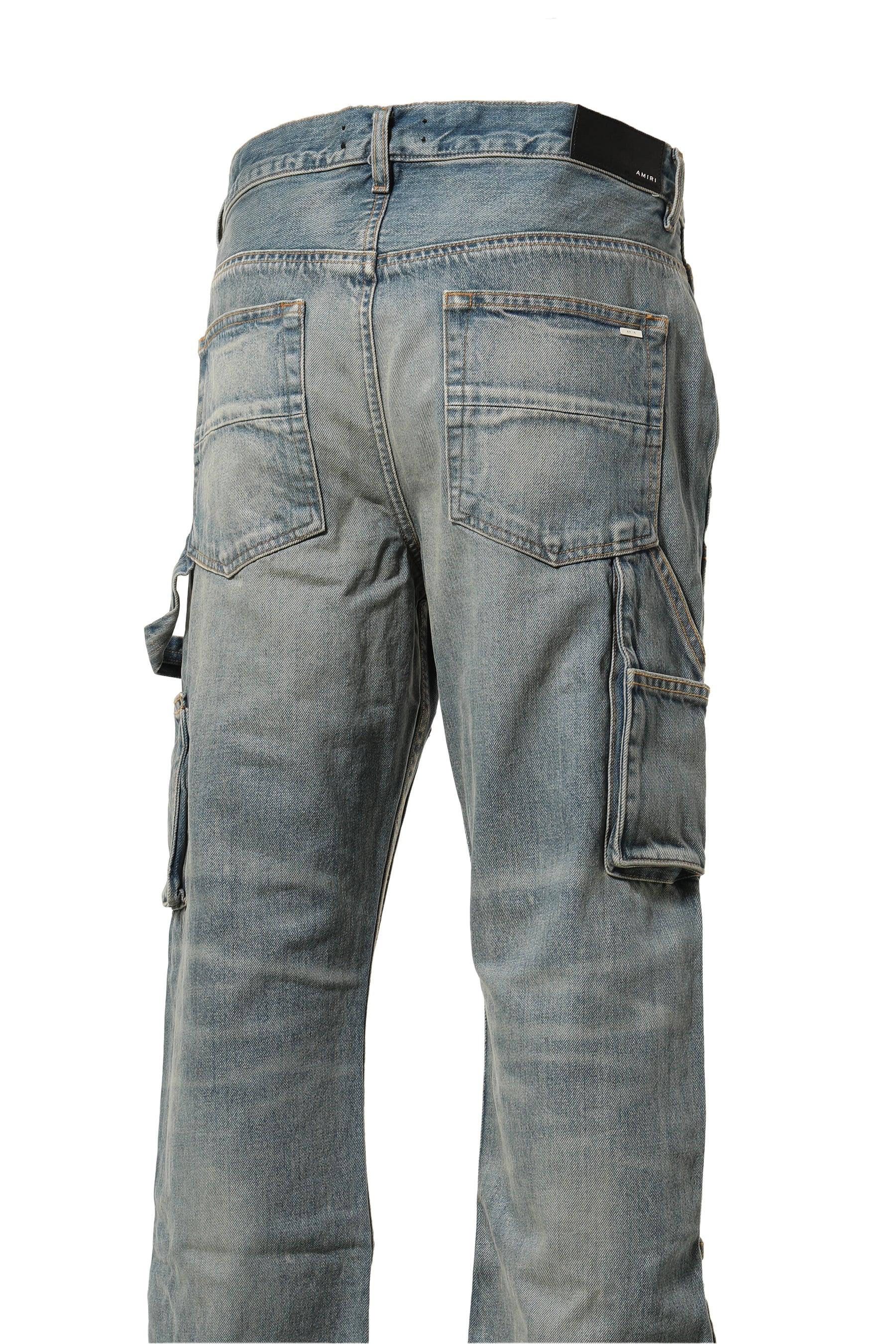 Amiri Men's Logo Jacquard Carpenter Jeans In Bleached Indigo