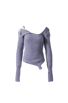 ISA ASYMMETRICAL KNIT TOP / BLUE BELL