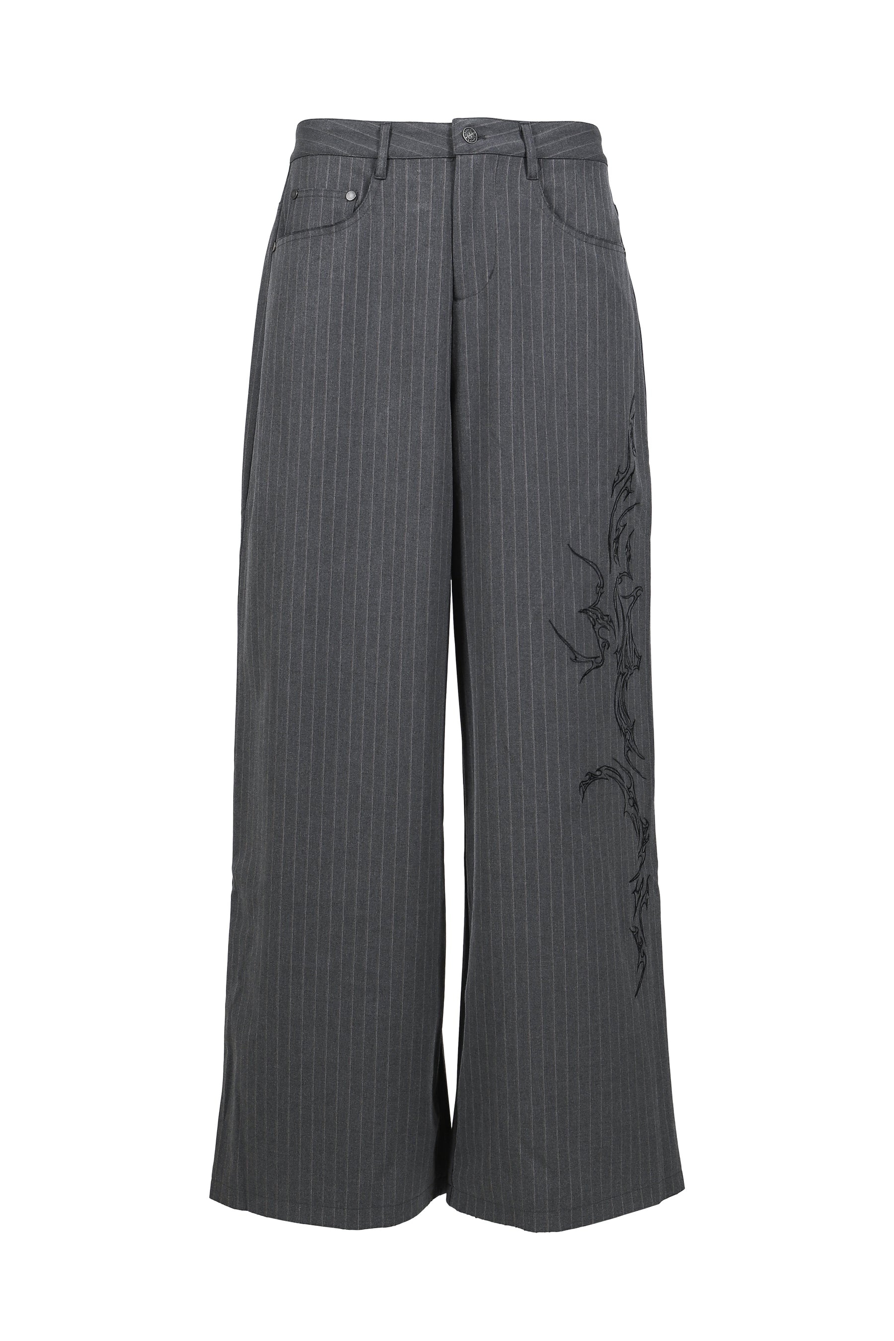GOTHIC PINSTRIPE GOLIATH TROUSERS / GRY