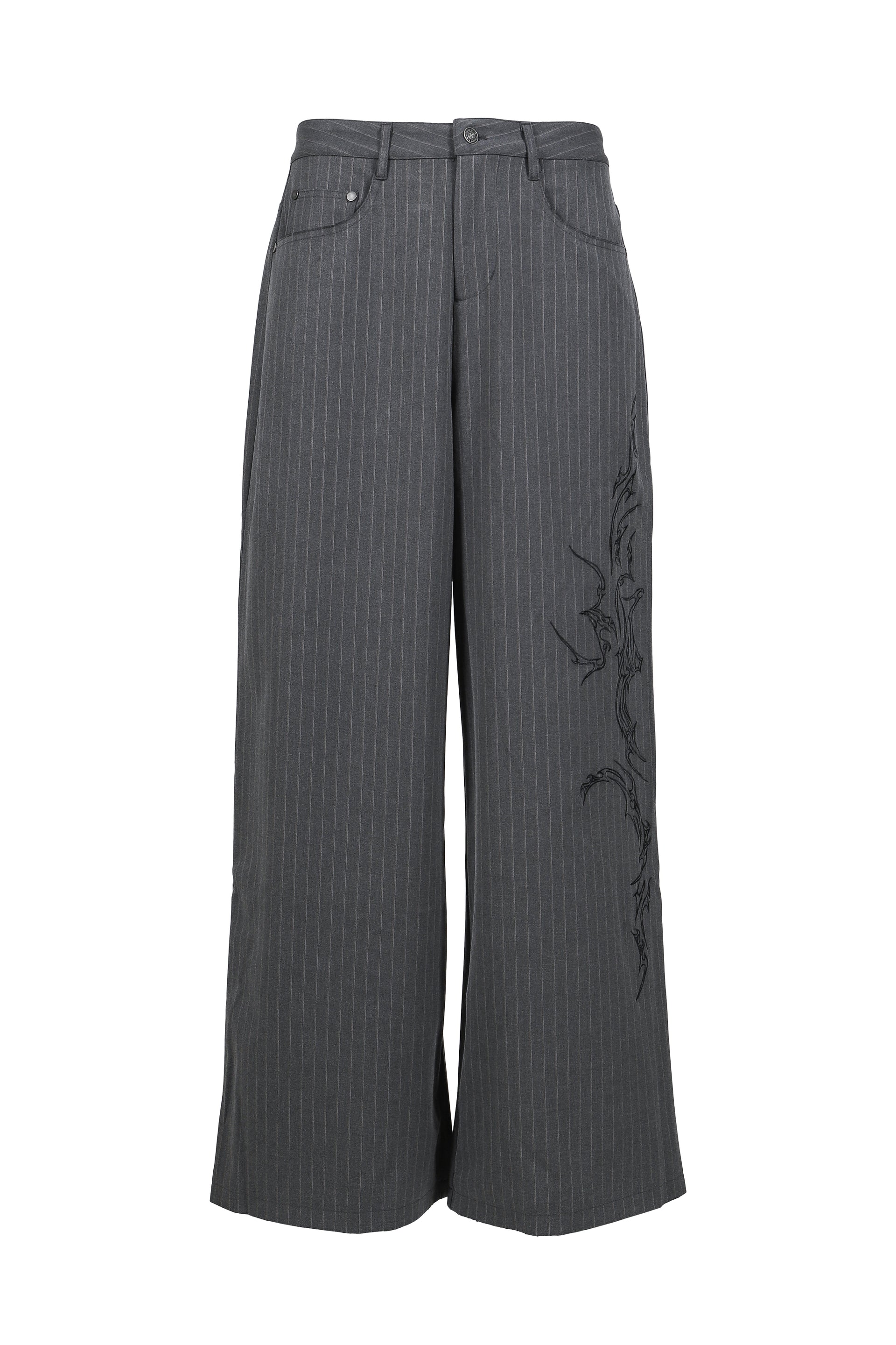 GOTHIC PINSTRIPE GOLIATH TROUSERS / GRY