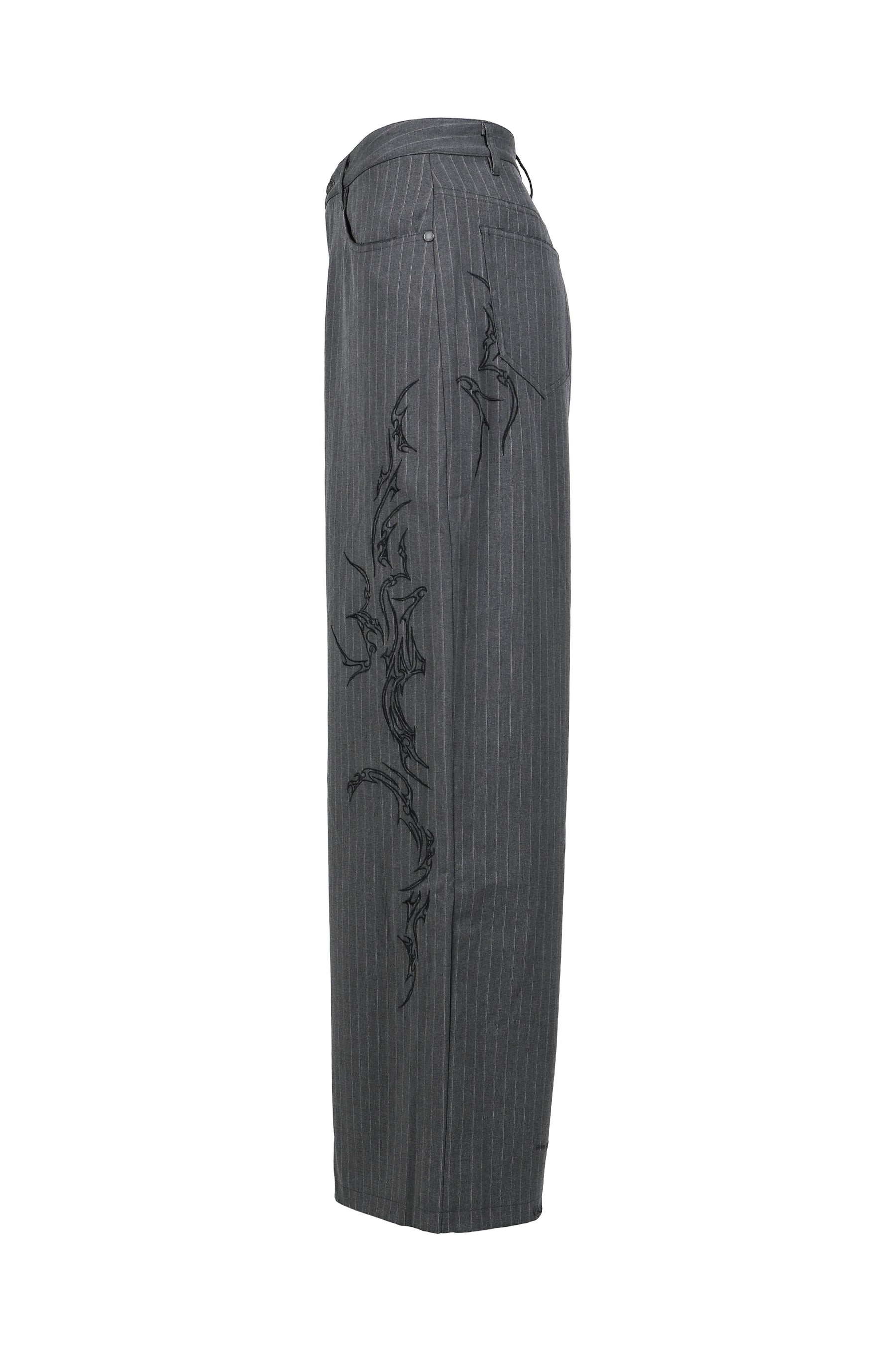 GOTHIC PINSTRIPE GOLIATH TROUSERS / GRY