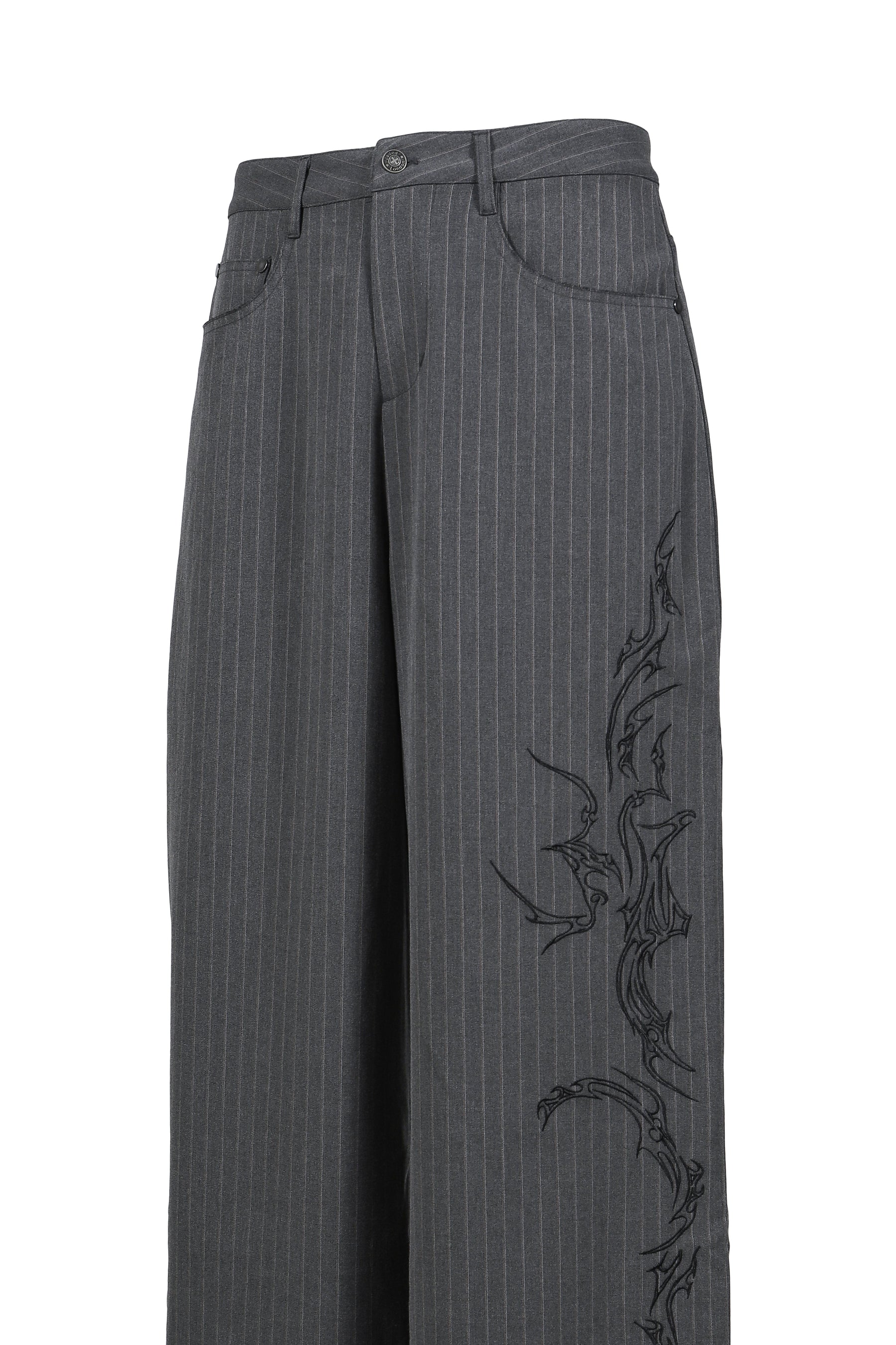 GOTHIC PINSTRIPE GOLIATH TROUSERS / GRY