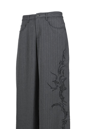 GOTHIC PINSTRIPE GOLIATH TROUSERS / GRY