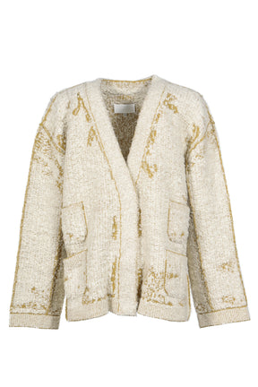 ACID KNIT CARDIGAN / ECRU MUSTARD