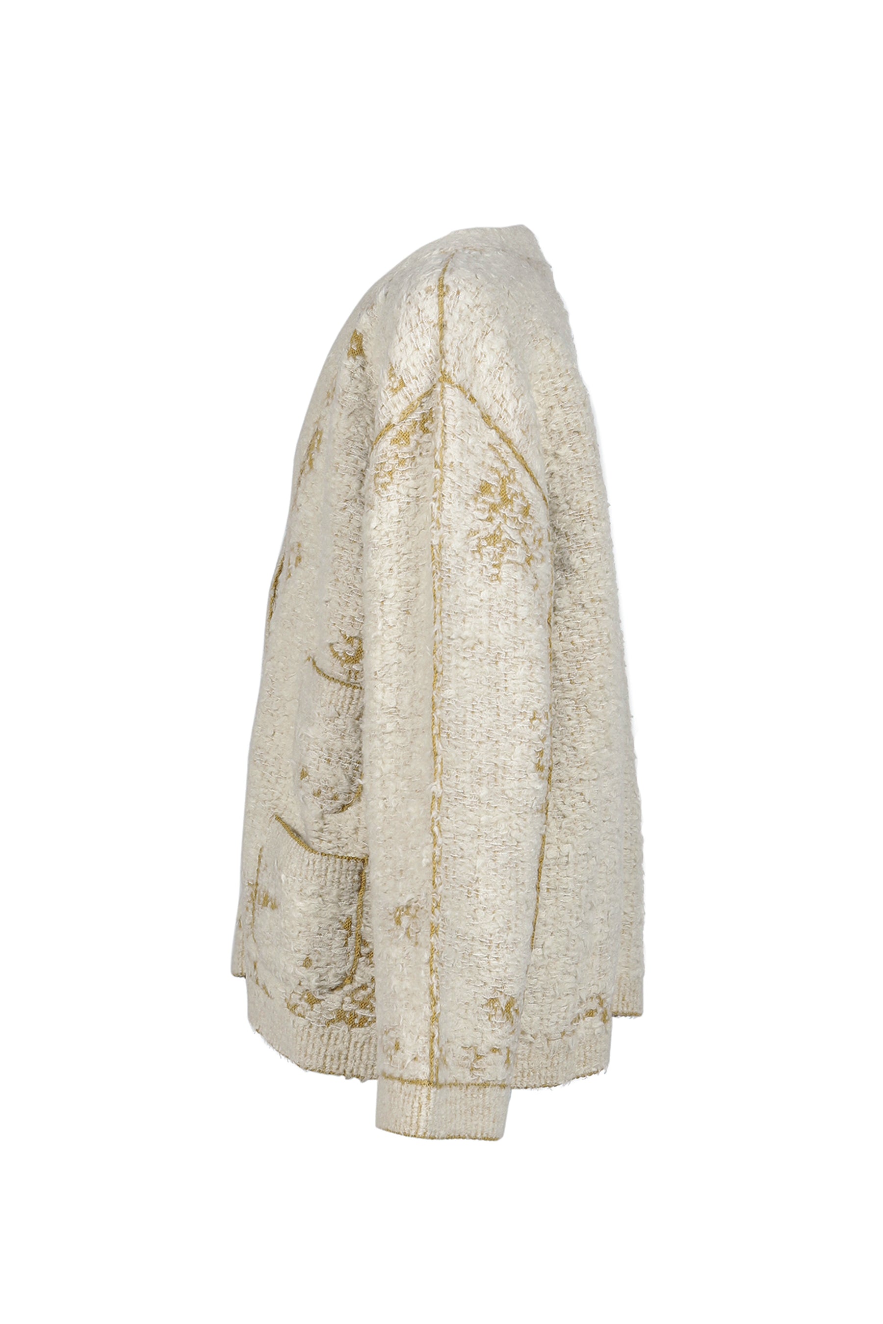 ACID KNIT CARDIGAN / ECRU MUSTARD
