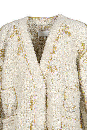 ACID KNIT CARDIGAN / ECRU MUSTARD