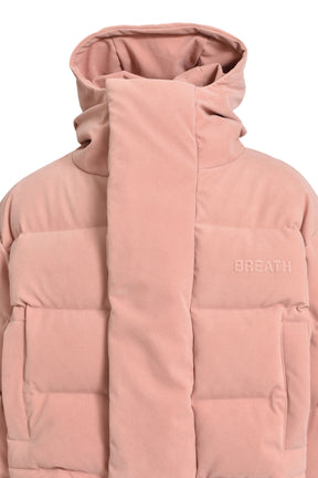 FAUX SUEDE SHORT HOODED DOWN / PINK