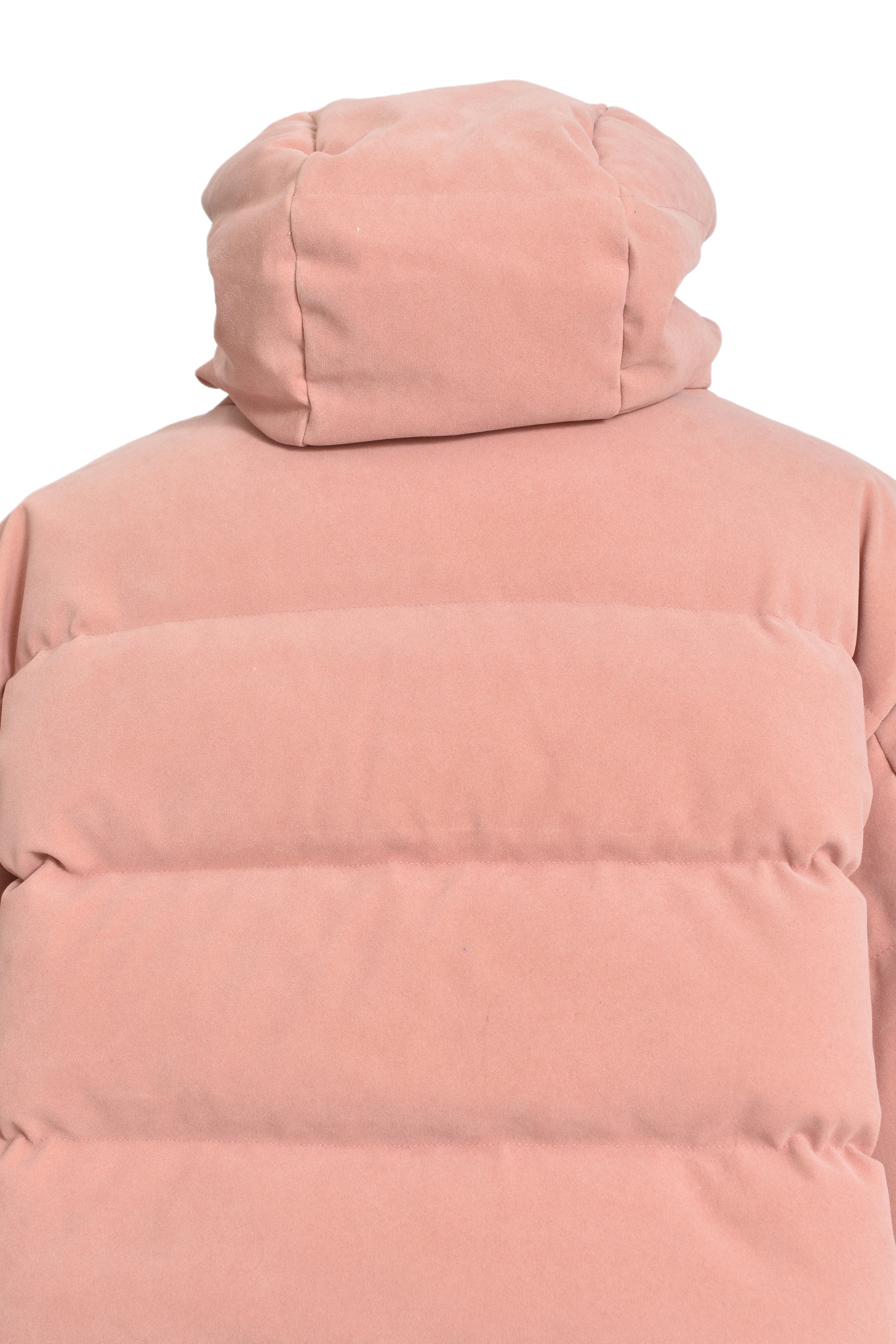 FAUX SUEDE SHORT HOODED DOWN / PINK