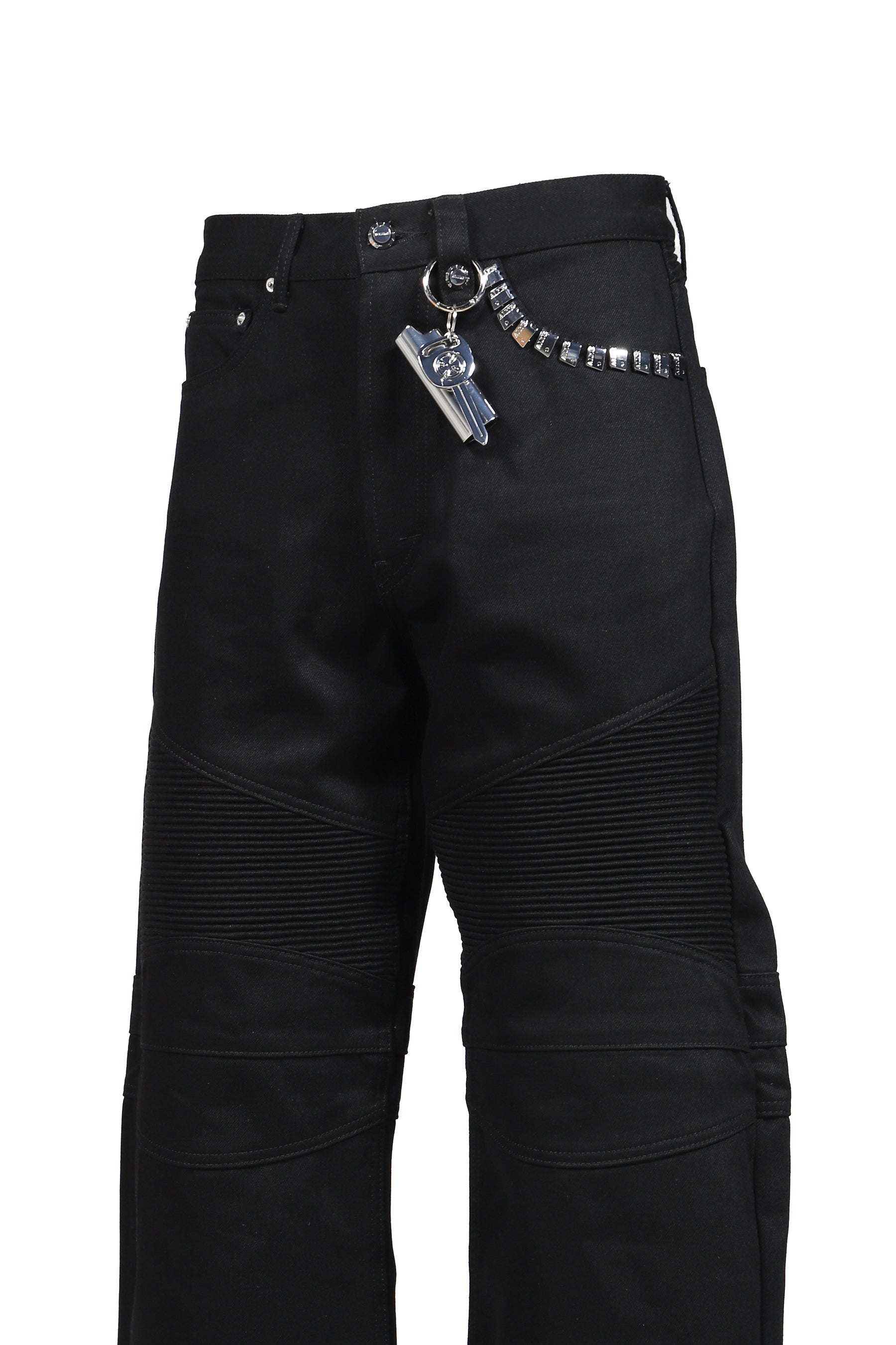 WIDE LEG BIKER JEAN / BLK