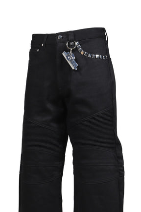 WIDE LEG BIKER JEAN / BLK