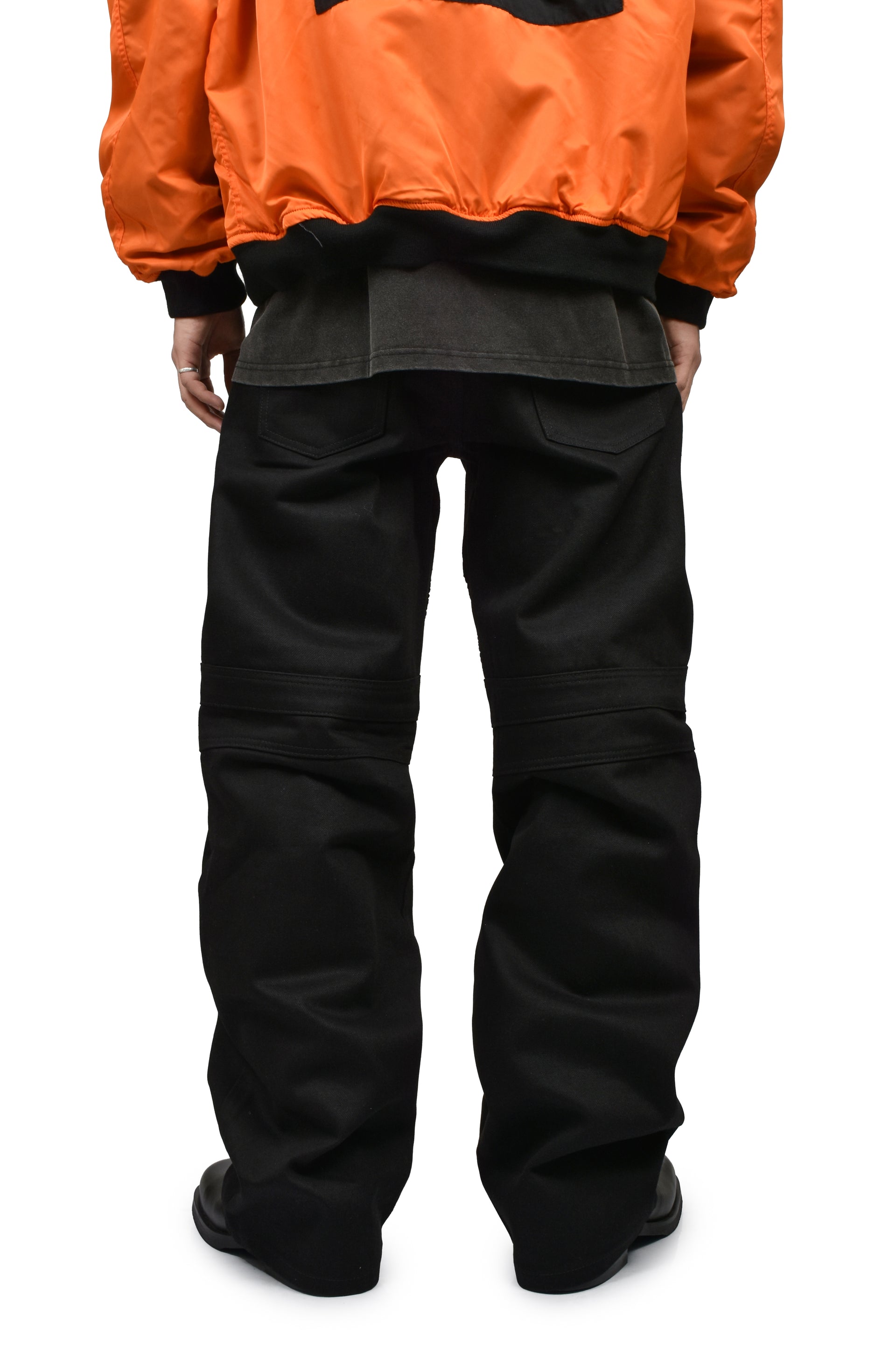 WIDE LEG BIKER JEAN / BLK