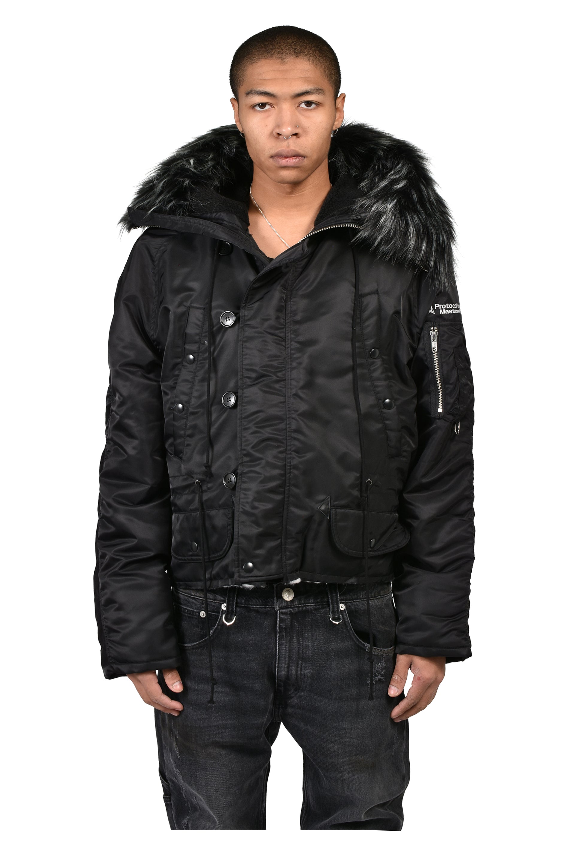 DECONSTRUCTED FUR N3B JACKET / BLK