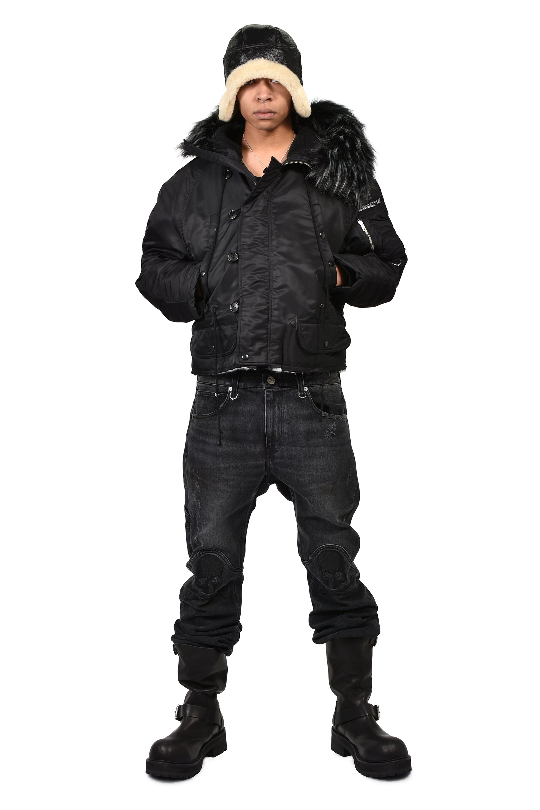 DECONSTRUCTED FUR N3B JACKET / BLK