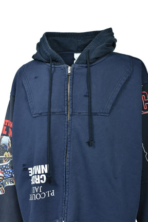 UPSIDE DOWN ZIP HOODIE (EXCLUSIVE) / NVY 