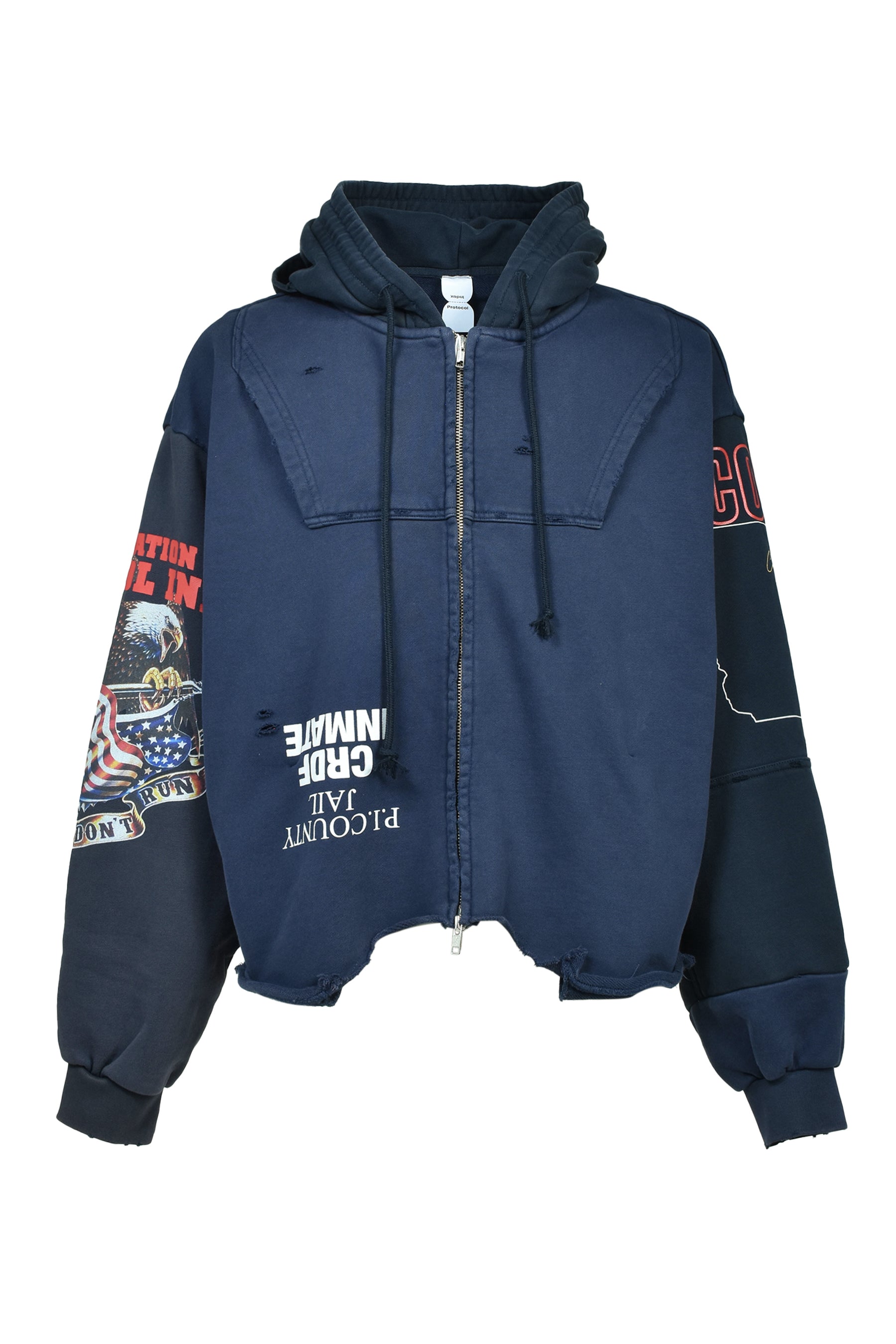 UPSIDE DOWN ZIP HOODIE (EXCLUSIVE) / NVY 
