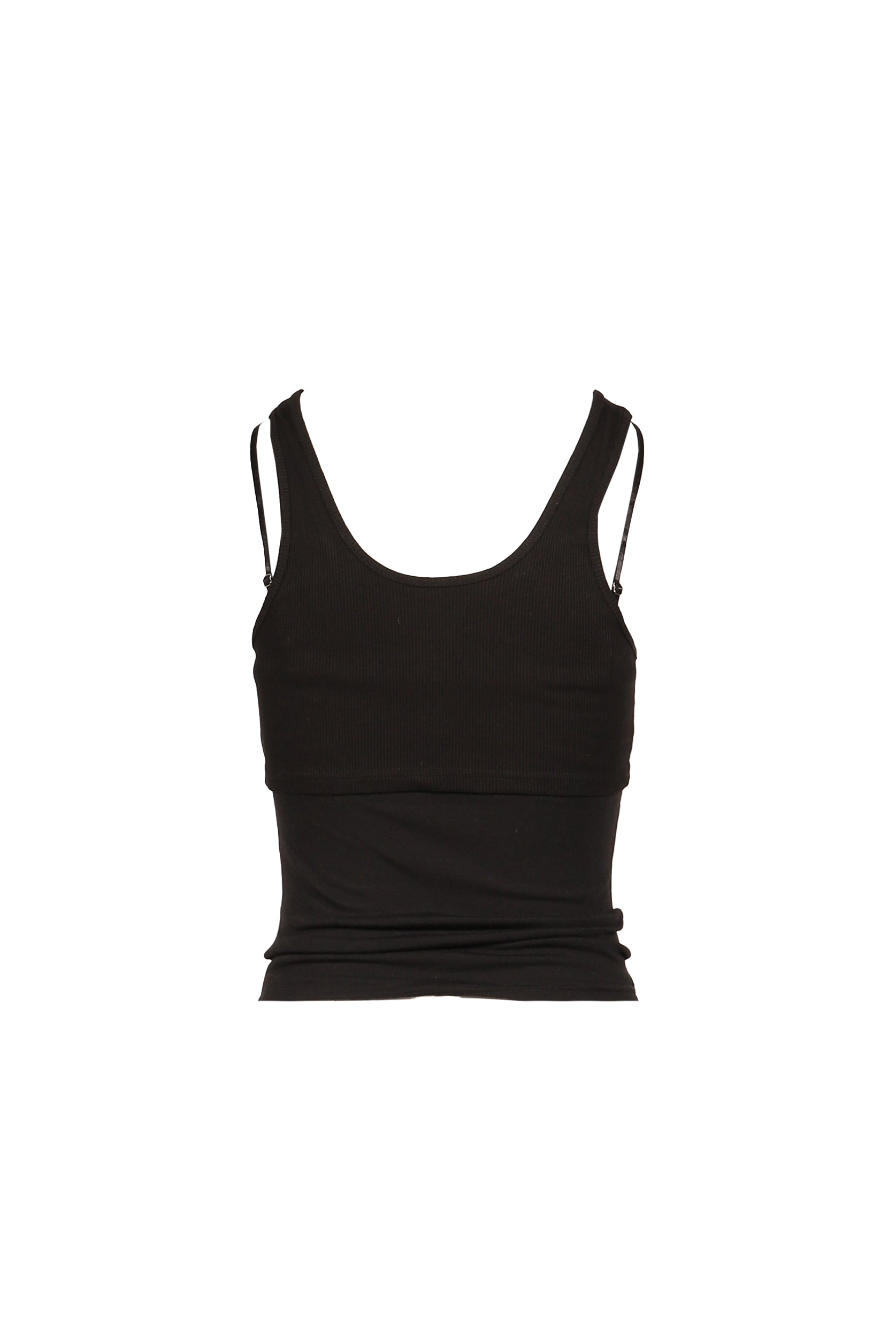 DOUBLE LAYER SLEEVELESS / BLK