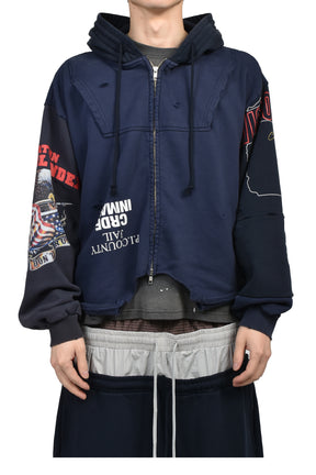 UPSIDE DOWN ZIP HOODIE (EXCLUSIVE) / NVY 
