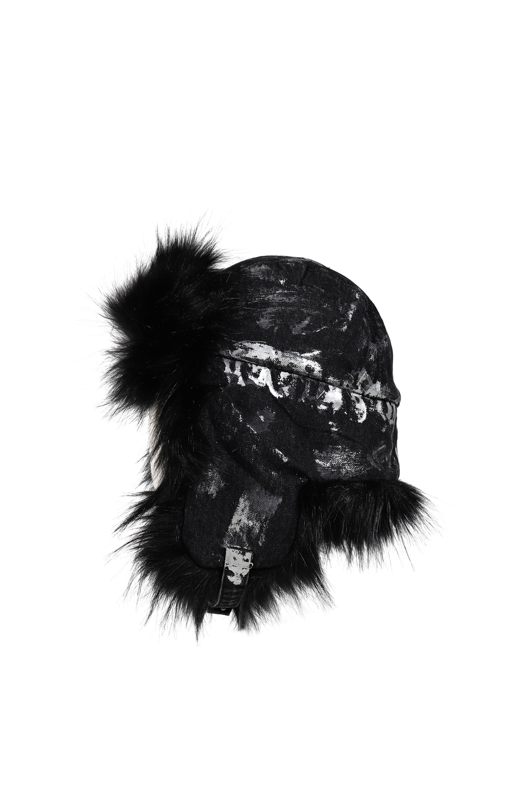 GUNMETAL DENIM TRAPPER HAT / BLK