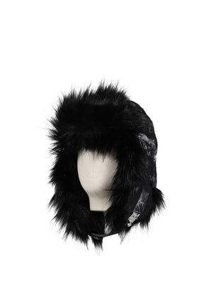 GUNMETAL DENIM TRAPPER HAT / BLK