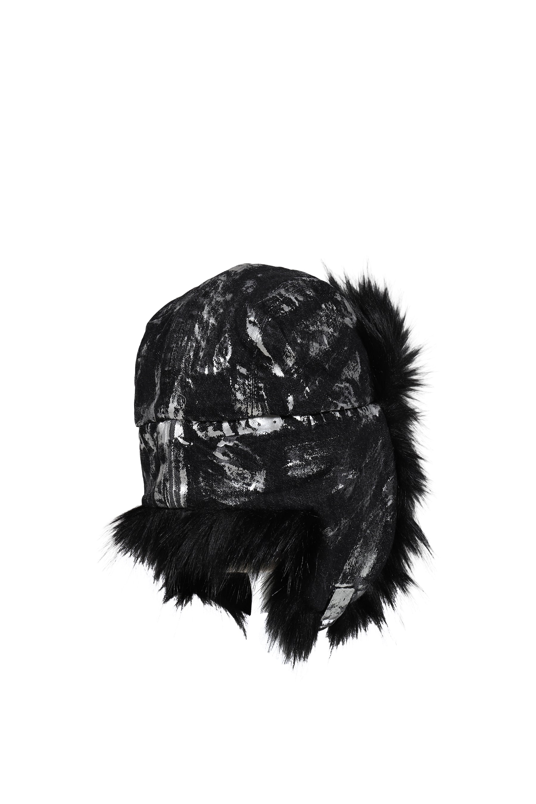 GUNMETAL DENIM TRAPPER HAT / BLK