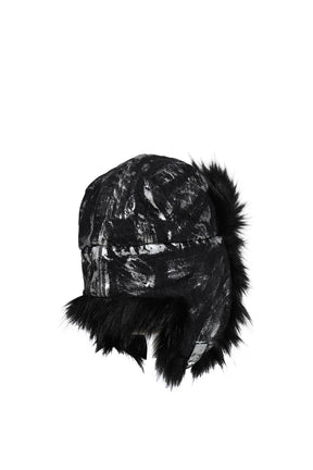 GUNMETAL DENIM TRAPPER HAT / BLK