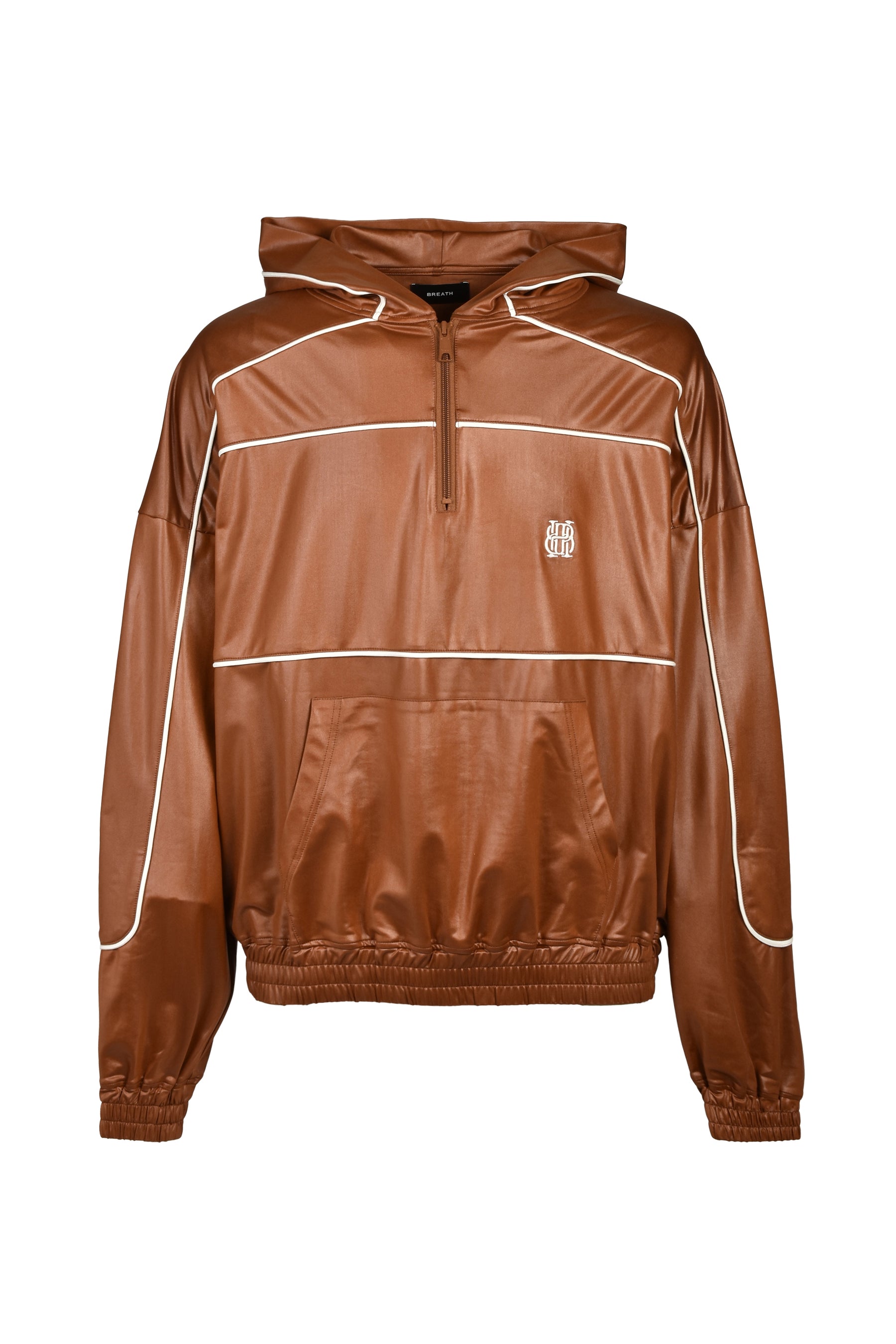 PIPING COATING HALF ZIP HOODIE / BRW