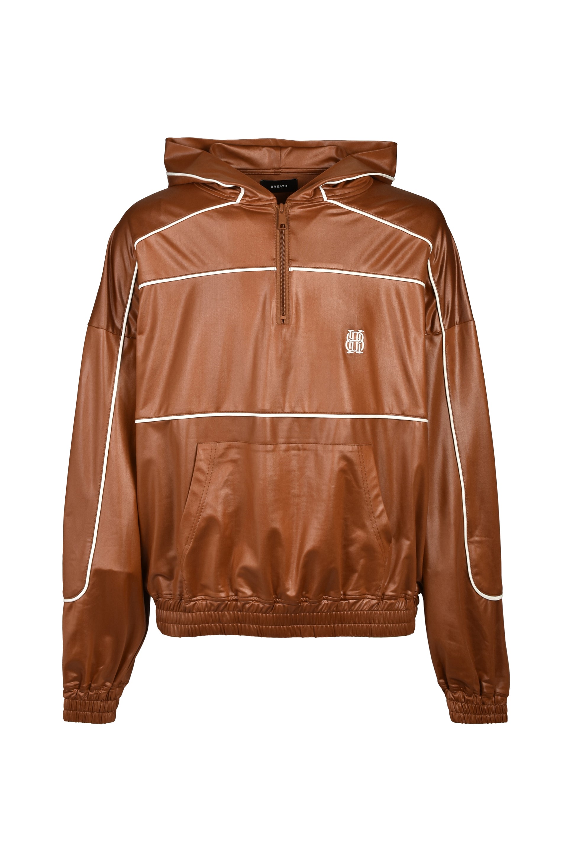 PIPING COATING HALF ZIP HOODIE / BRW