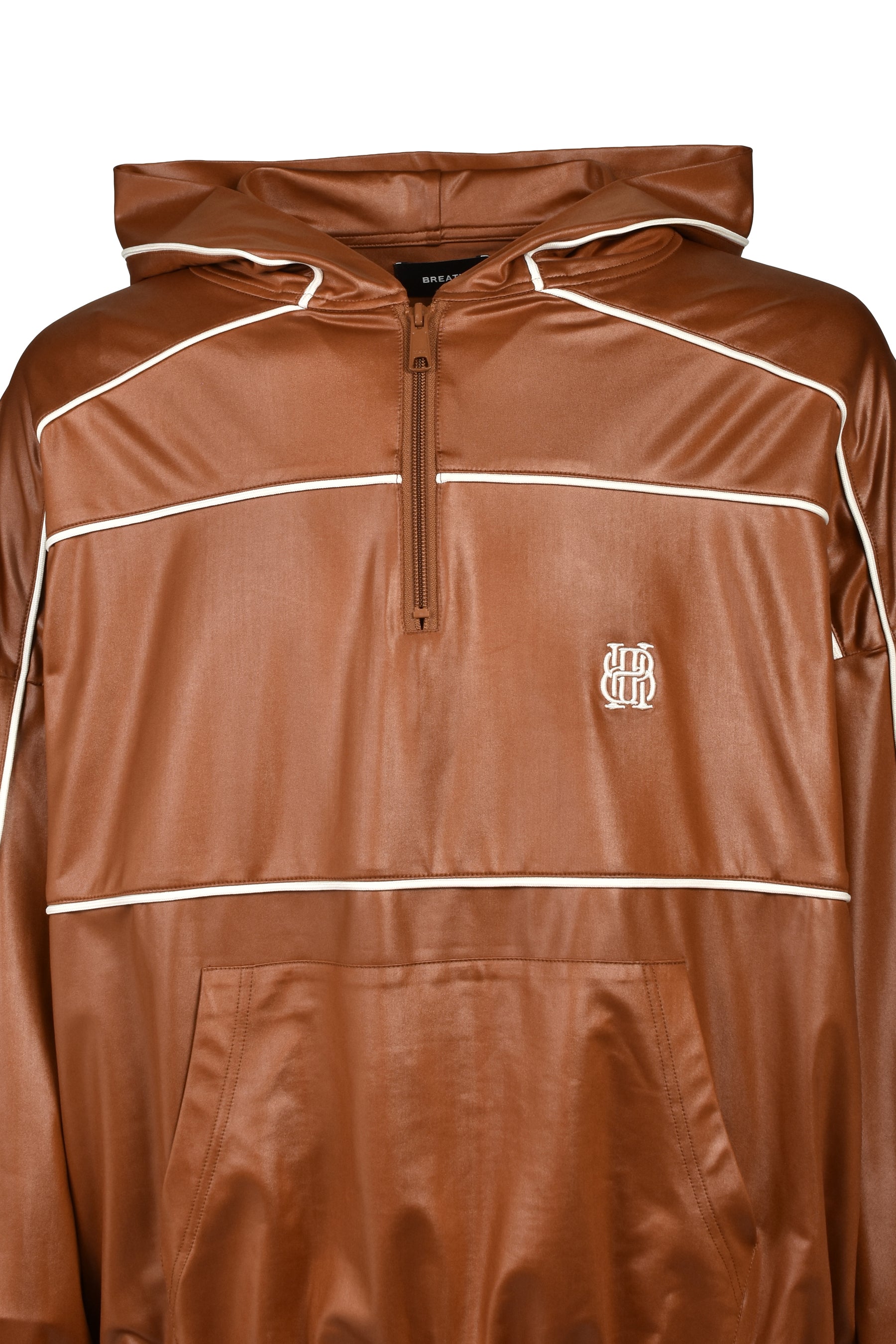PIPING COATING HALF ZIP HOODIE / BRW