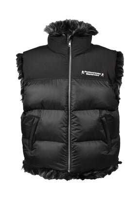 REVERSIBLE FUR PUFFER VEST / BLK