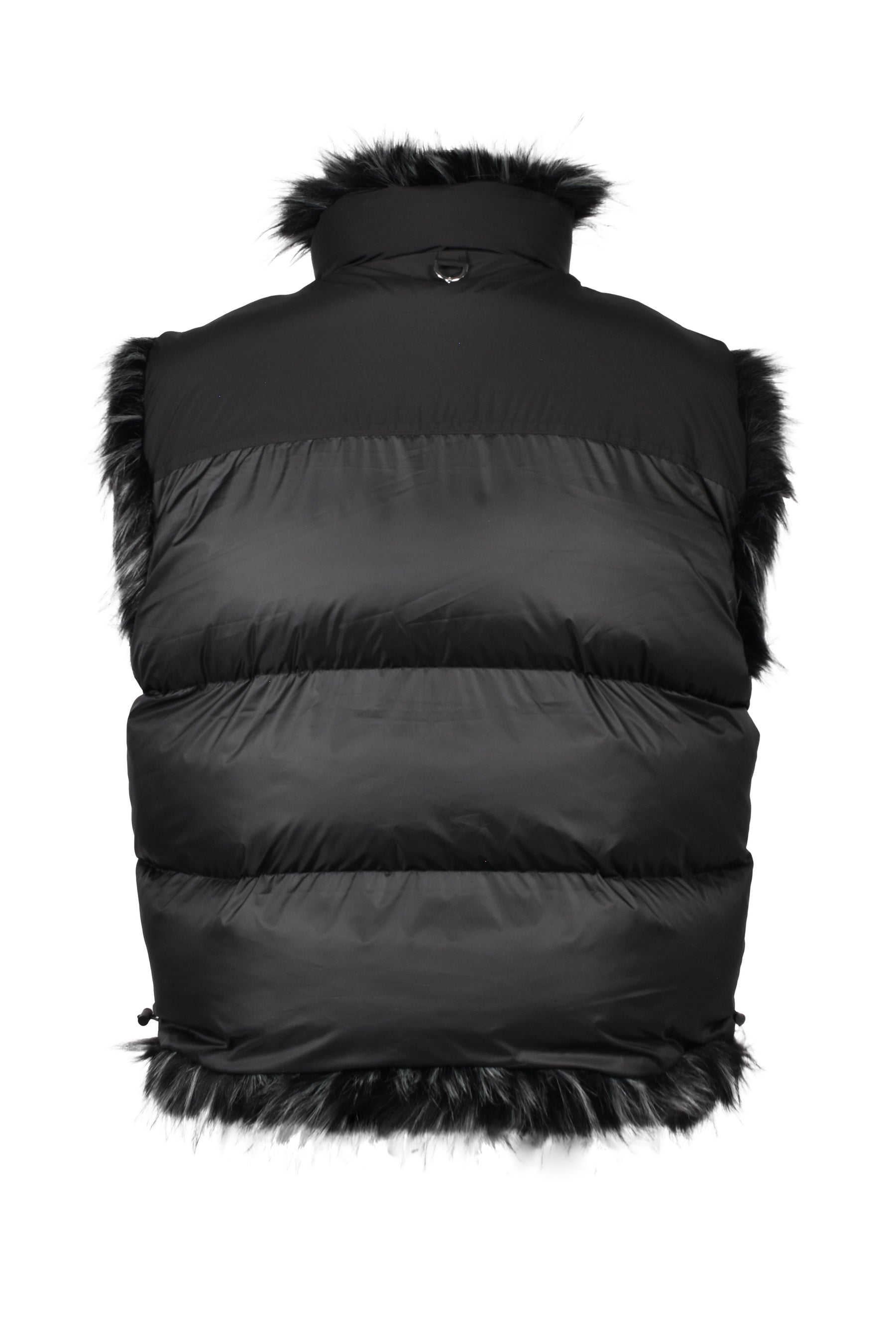 REVERSIBLE FUR PUFFER VEST / BLK