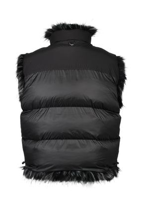 REVERSIBLE FUR PUFFER VEST / BLK