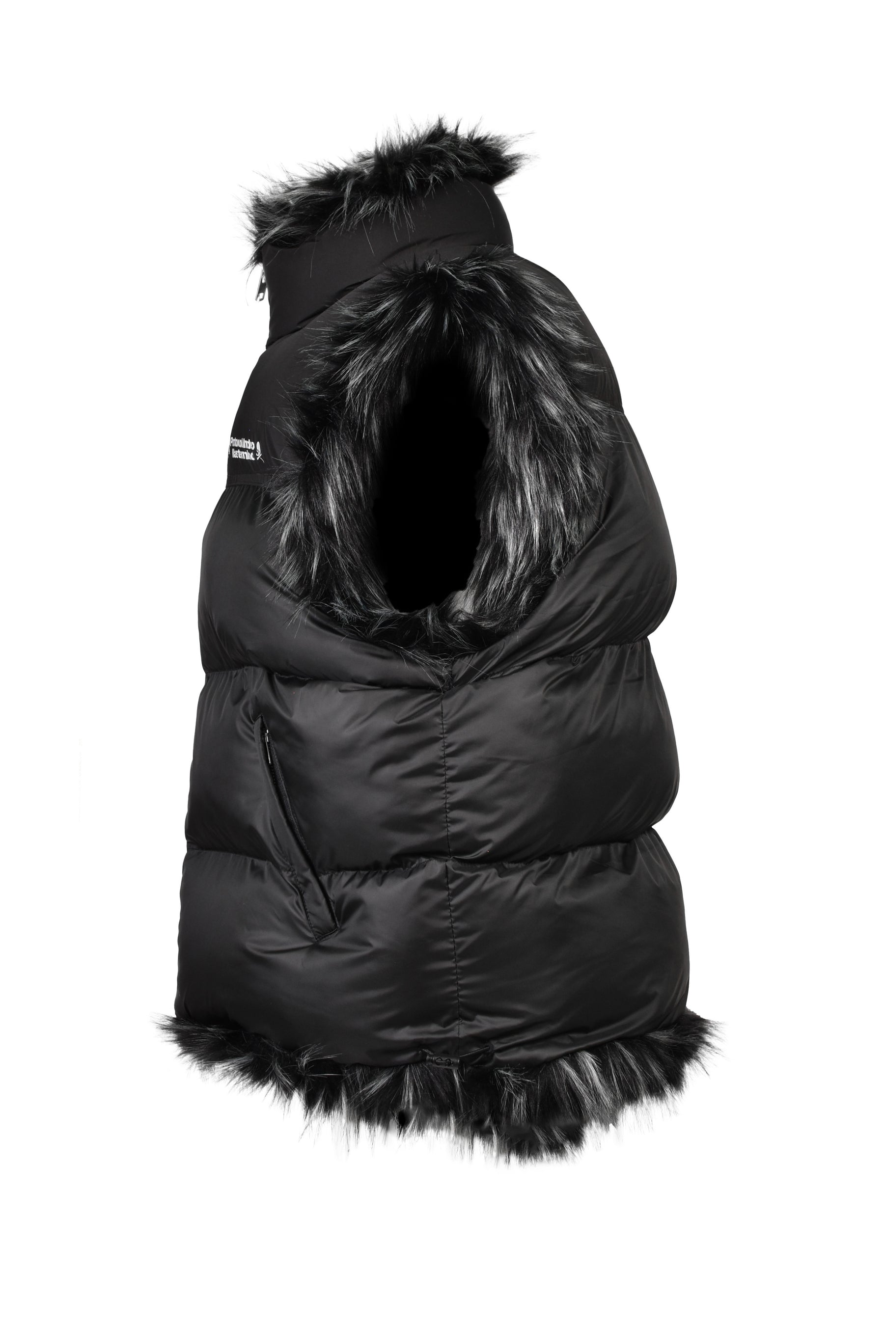 REVERSIBLE FUR PUFFER VEST / BLK