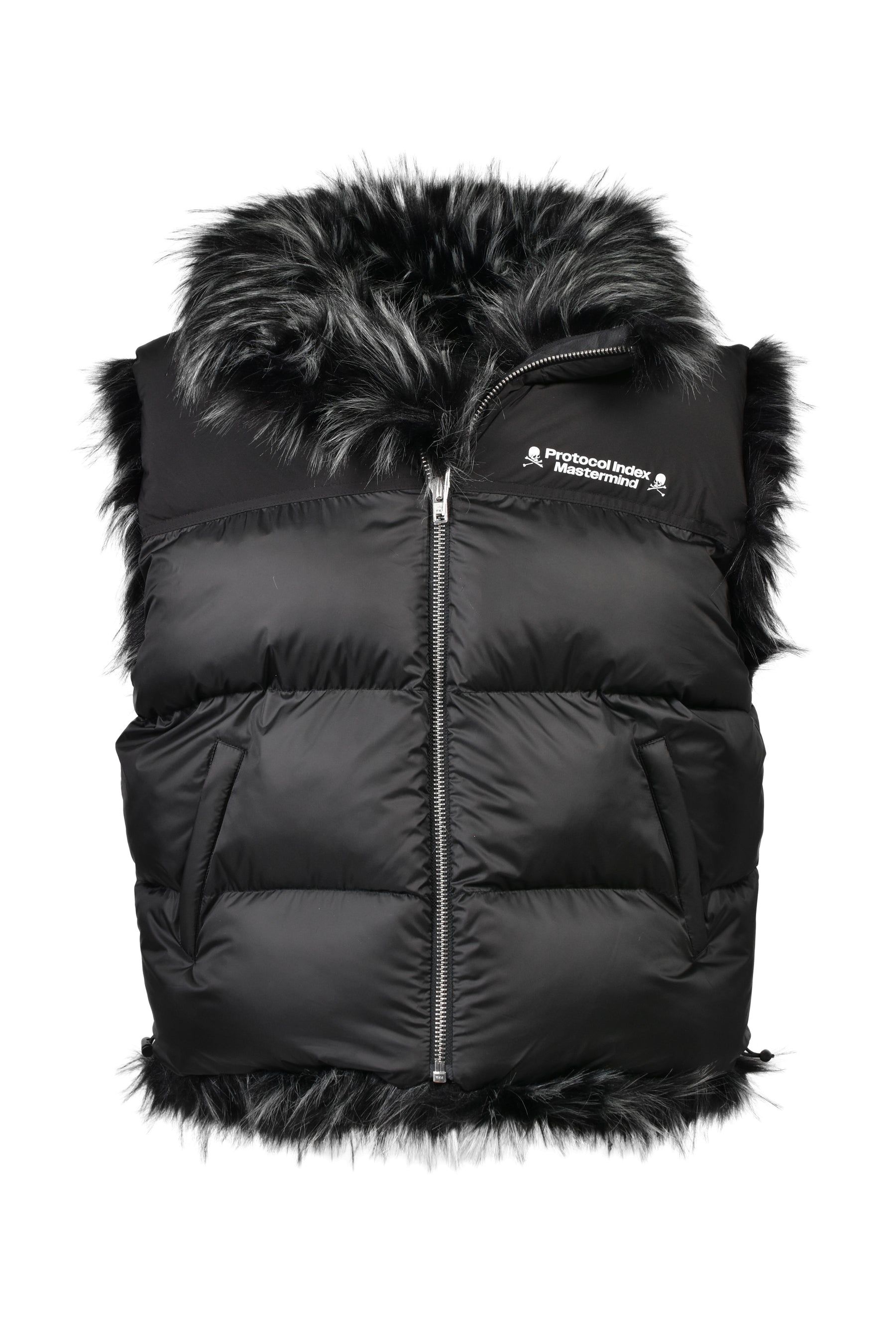 REVERSIBLE FUR PUFFER VEST / BLK