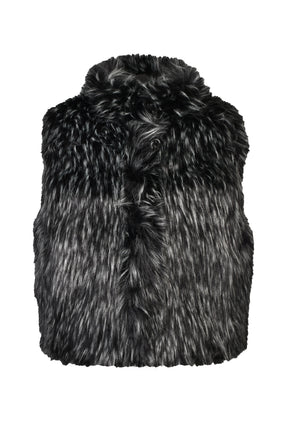 REVERSIBLE FUR PUFFER VEST / BLK