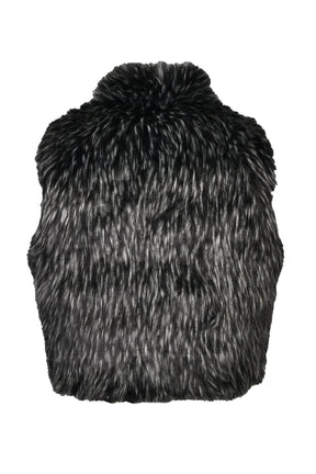REVERSIBLE FUR PUFFER VEST / BLK