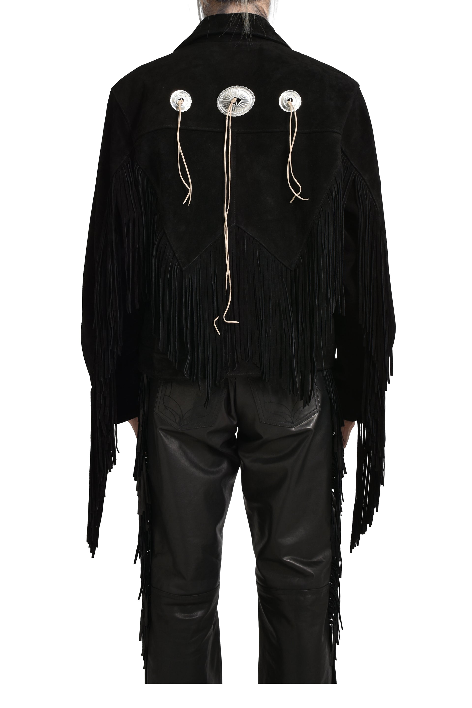 JUN/NAKAYAMA LEATHER FRINGE RIDERS JACKET / BLK