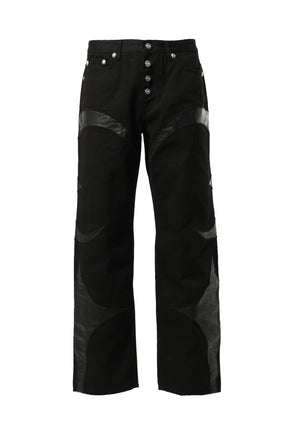 TC LEATHER DENIM PANT / BLK