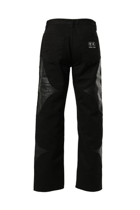 TC LEATHER DENIM PANT / BLK