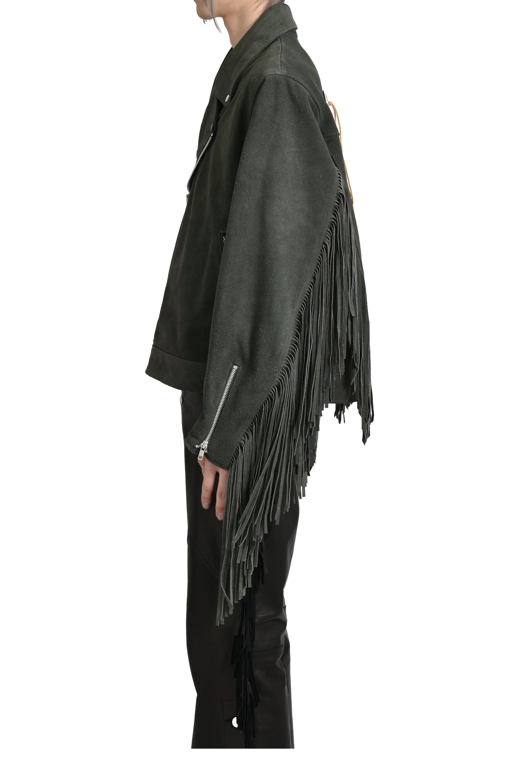 LEATHER FRINGE RIDERS JACKET / DUST