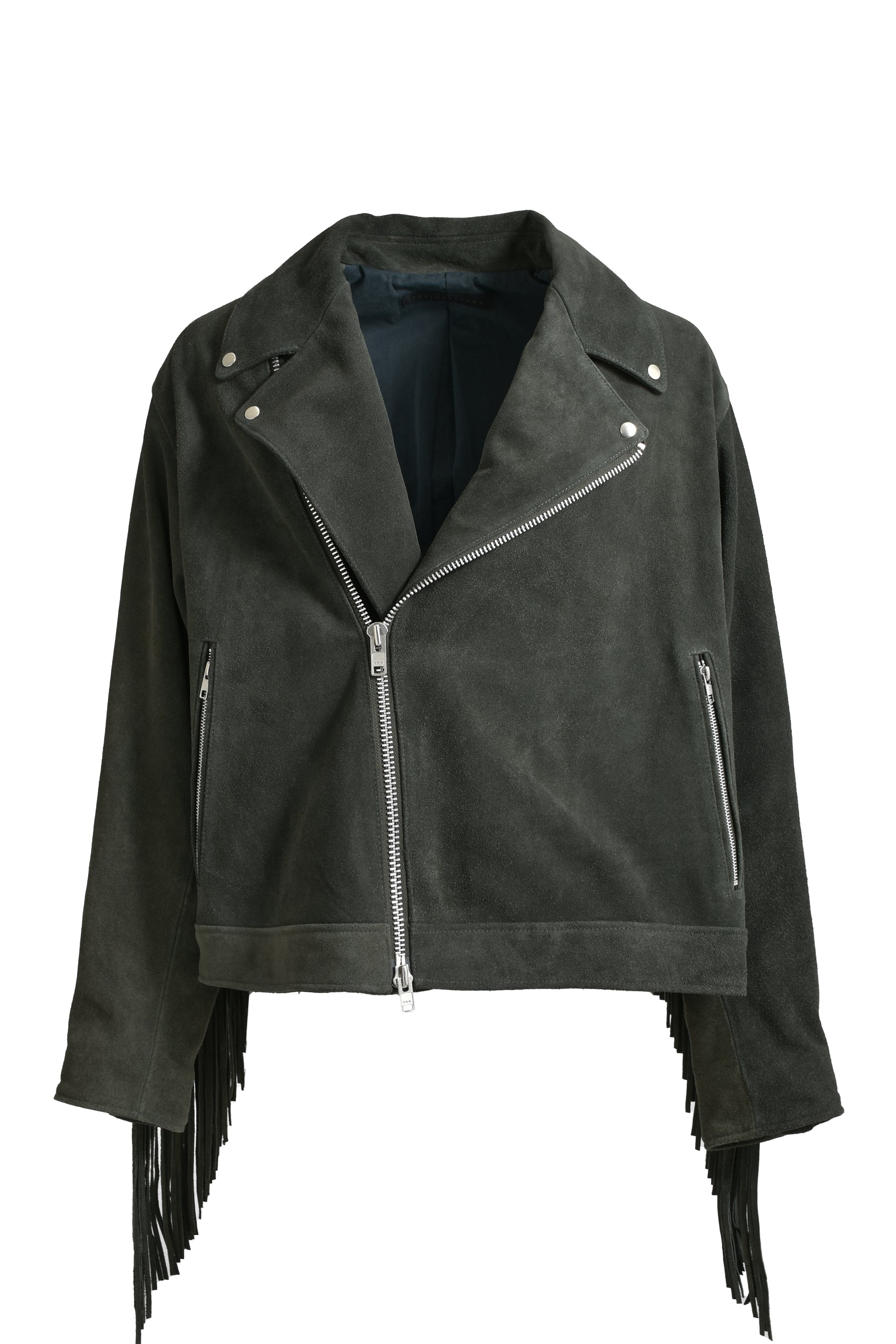 LEATHER FRINGE RIDERS JACKET / DUST