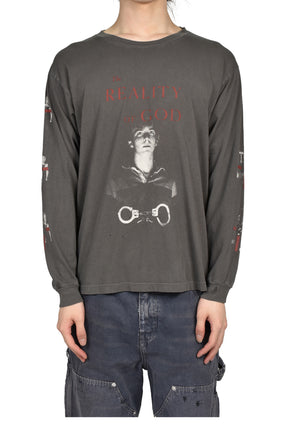 THE REALITY OF OF GOD LS T-SHIRT / WASHED BLK
