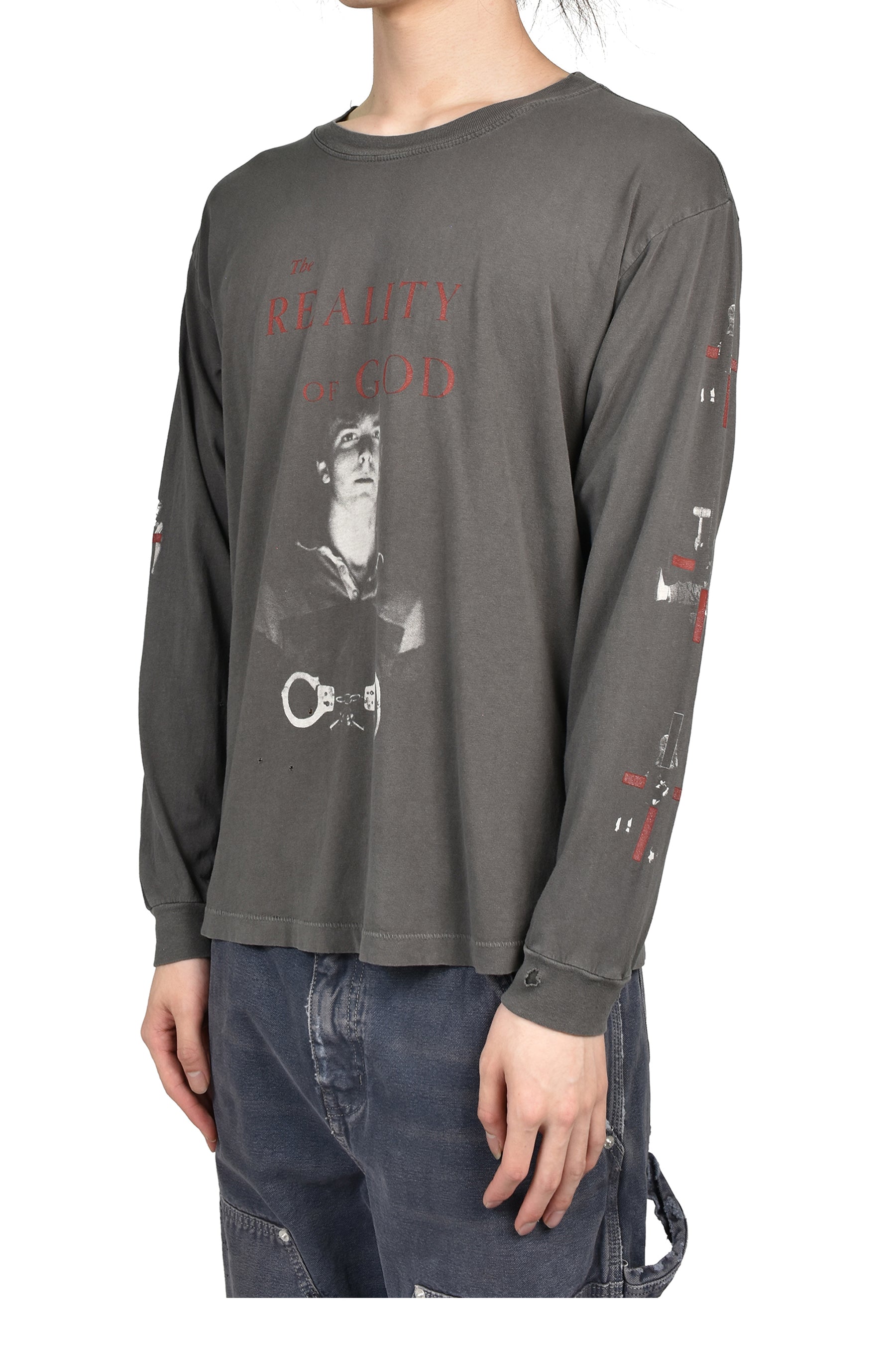 THE REALITY OF OF GOD LS T-SHIRT / WASHED BLK