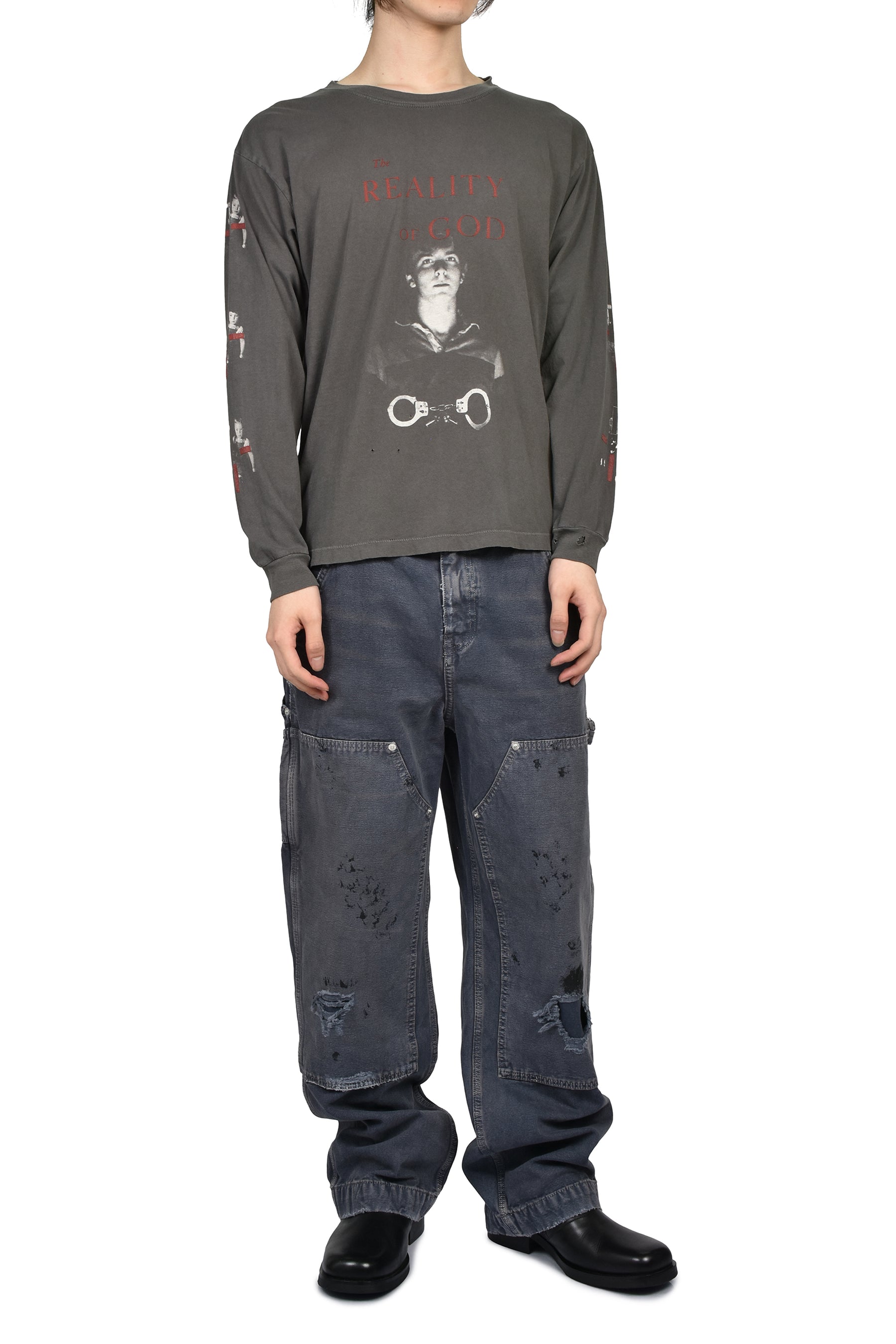 THE REALITY OF OF GOD LS T-SHIRT / WASHED BLK