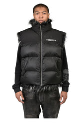 REVERSIBLE FUR PUFFER VEST / BLK