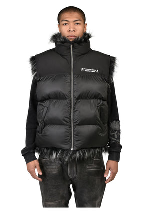 REVERSIBLE FUR PUFFER VEST / BLK