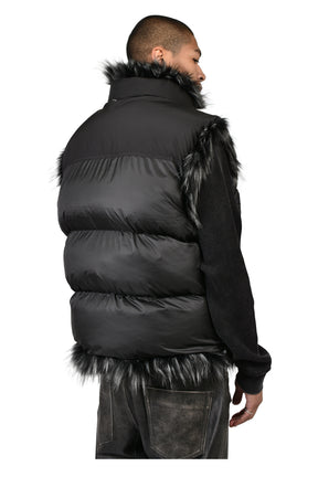 REVERSIBLE FUR PUFFER VEST / BLK