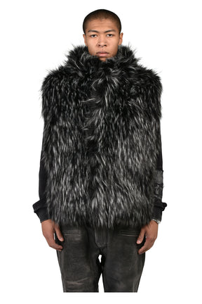 REVERSIBLE FUR PUFFER VEST / BLK