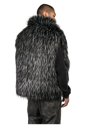 REVERSIBLE FUR PUFFER VEST / BLK