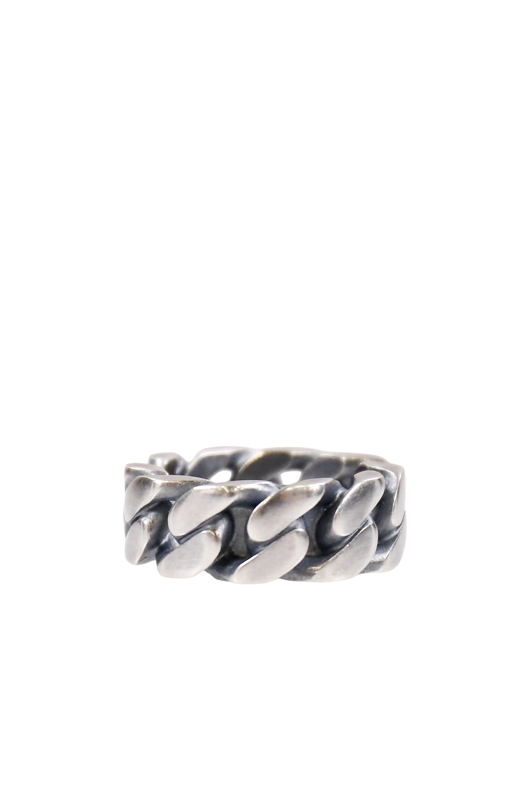 MINIMAL LOGO CURB RING / ARGENTO BRUNITO